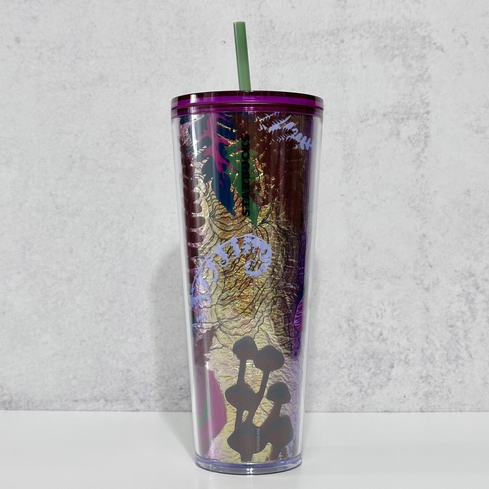 Starbucks Fall 2022 Foil Berry Woodland Mushrooms Venti Cup Tumbler 24 Oz. New